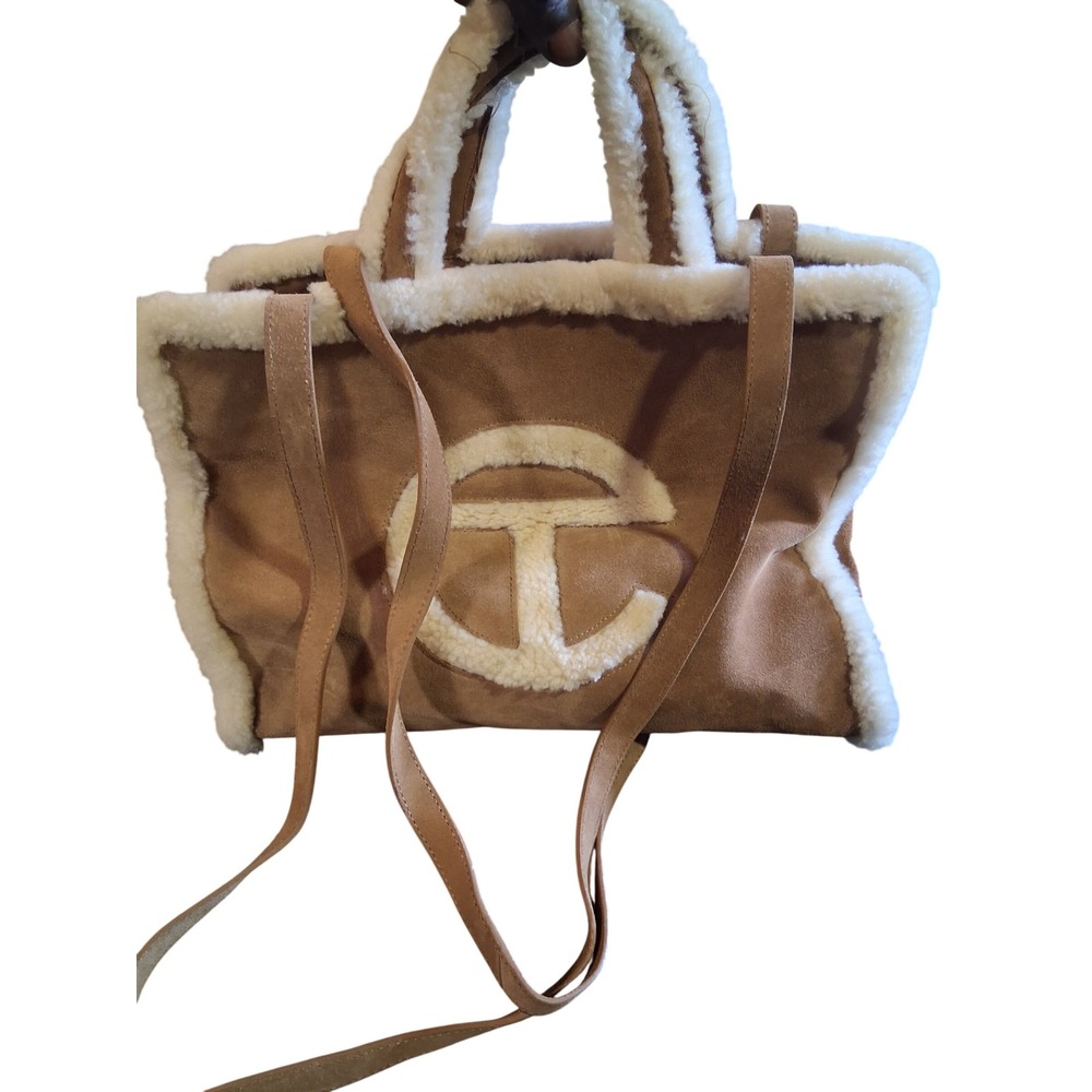 UGG x Telfar Medium Shopping Bag Chestnut Suede Sheepskin Shearling Tote Bag